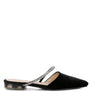 Turnon Velvet Diamante Detail Flat Mules