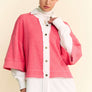 Davi & Dani Faux Layered French Terry Contrast Top