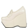 GILLIAM Beige High Platform Wedge Loafers