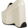 GILLIAM Beige High Platform Wedge Loafers