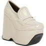 GILLIAM Beige High Platform Wedge Loafers