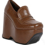 GILLIAM Beige High Platform Wedge Loafers