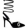 Big Treat High Heeled Jewel Velvet Mules