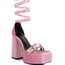 FIRECROWN High Platform Diamante Lace Up Sandals