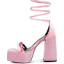 FIRECROWN High Platform Diamante Lace Up Sandals