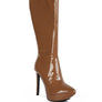 CHATTON Patent Stiletto High Heeled Calf Boots