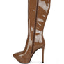 CHATTON Patent Stiletto High Heeled Calf Boots