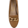 Chunky Metal Chain Faux Leather Loafers