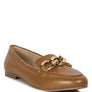 Chunky Metal Chain Faux Leather Loafers