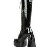 Snowflakes Patent Pu High Platform Calf Boots