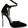 RULE BREAKER Black Lace Up Stiletto Sandals
