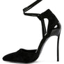 RULE BREAKER Black Lace Up Stiletto Sandals