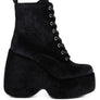 ASHCAN Red High Platform Velvet Ankle Boots