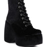 ASHCAN Red High Platform Velvet Ankle Boots