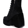ASHCAN Red High Platform Velvet Ankle Boots