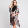 DIONA J ABSTRACT PAISLEY FLOWER PRINT KIMONO CARDIGAN ONE SIZE COLOR BLACK