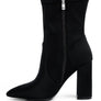 Ankle Lycra Block Heeled Boots