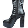 Feral High Heeled Croc Pattern Ankle Boot