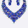 Sapphire Blue Statement Crystal Necklace Set