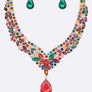 Crystal Statement Red Necklace Set