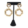 GOLD TEXTURED RHINESTONED DROP EARRINGS