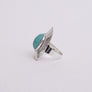 Stylish Adjustable Silver Ring With Turquoise Gem