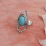 Western Silver Adjustable Turquoise Statement Ring