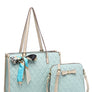 2In1 Quilted Tote Bag with Ribbon Scarf Set 716545