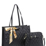 2In1 Quilted Tote Bag with Ribbon Scarf Set 716545