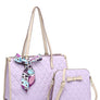 2In1 Quilted Tote Bag with Ribbon Scarf Set 716545