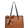 2In1 Quilted Tote Bag with Ribbon Scarf Set 716545