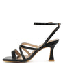 SERLING Open Square Toe Spool Heel Sandals