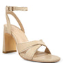 Heeri Metallic Lined Slim Block Heel Sandals