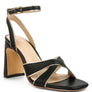 Heeri Metallic Lined Slim Block Heel Sandals