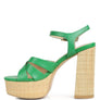 De-Vil Crisscross Straps Slim Block Heel Sandals