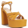 De-Vil Crisscross Straps Slim Block Heel Sandals