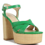 De-Vil Crisscross Straps Slim Block Heel Sandals