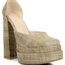 Cosette Embellished Ankle Strap High Block Heel