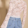 V-Neck Flare Sleeve Lace Top