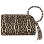 Leopard Cuff Handle Tassel Wristlet Clutch