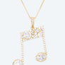 Cubic Zirconia Music Note Pendant Necklace