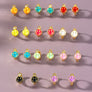 Stainless steel smiley face huggie hoop earrings