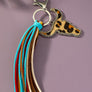 animal print cow head leather tassel key chain