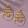 Faceted glass beaded teardrop hoop earrings