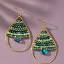 Faceted glass beaded teardrop hoop earrings