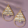 Faceted glass beaded teardrop hoop earrings