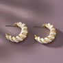 Leather cord wrapped texture hoop earrings
