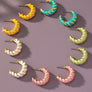 Leather cord wrapped texture hoop earrings