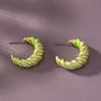 Leather cord wrapped texture hoop earrings
