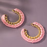 Cord braided link chain hoop earrings
